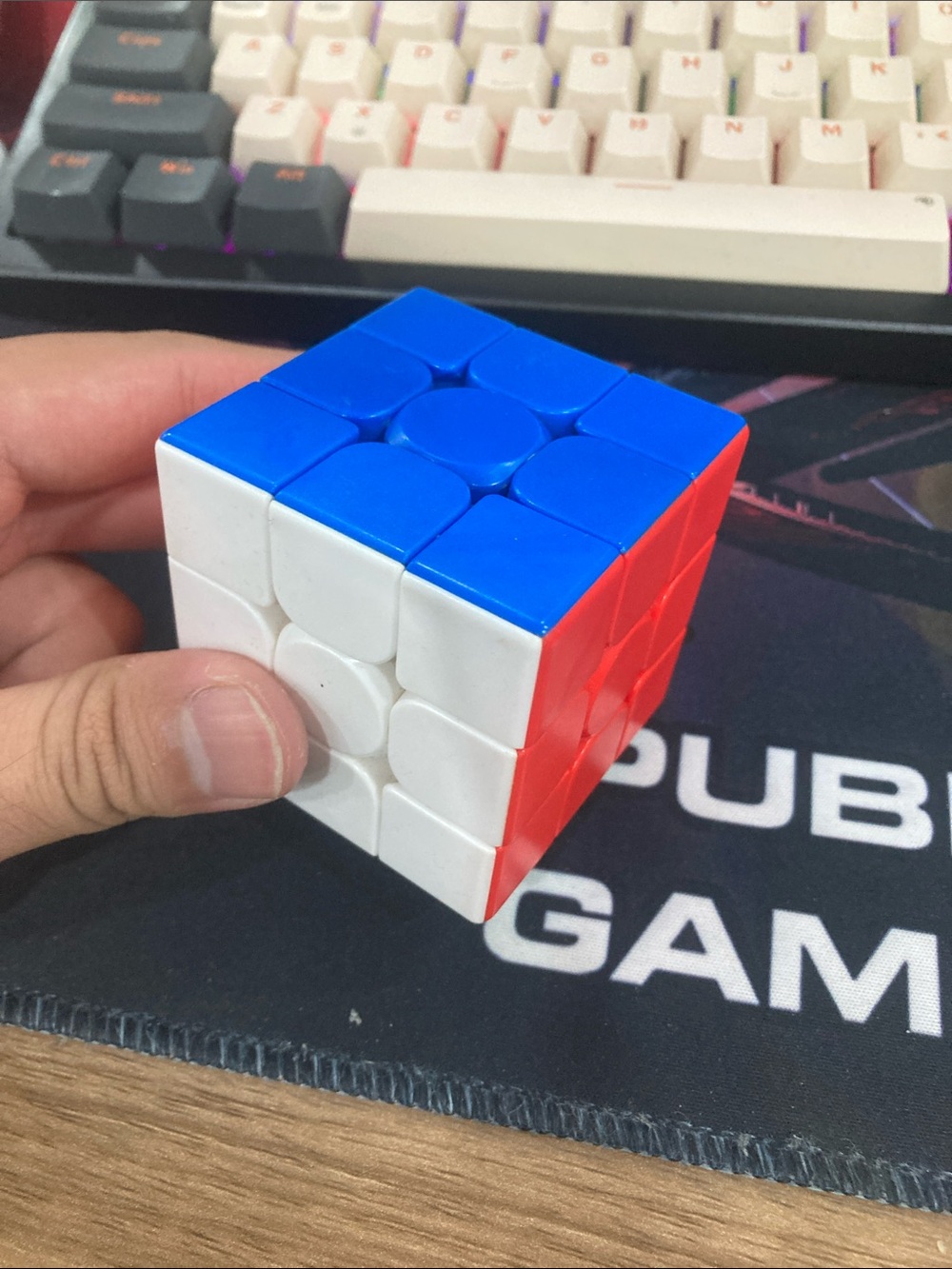 3x3 Speed Cube Puzzle - Blue, White & Red